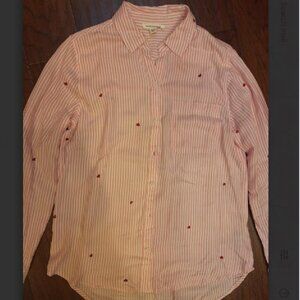 Beach Lunch Lounge Collection Pink-striped shirt with red hearts